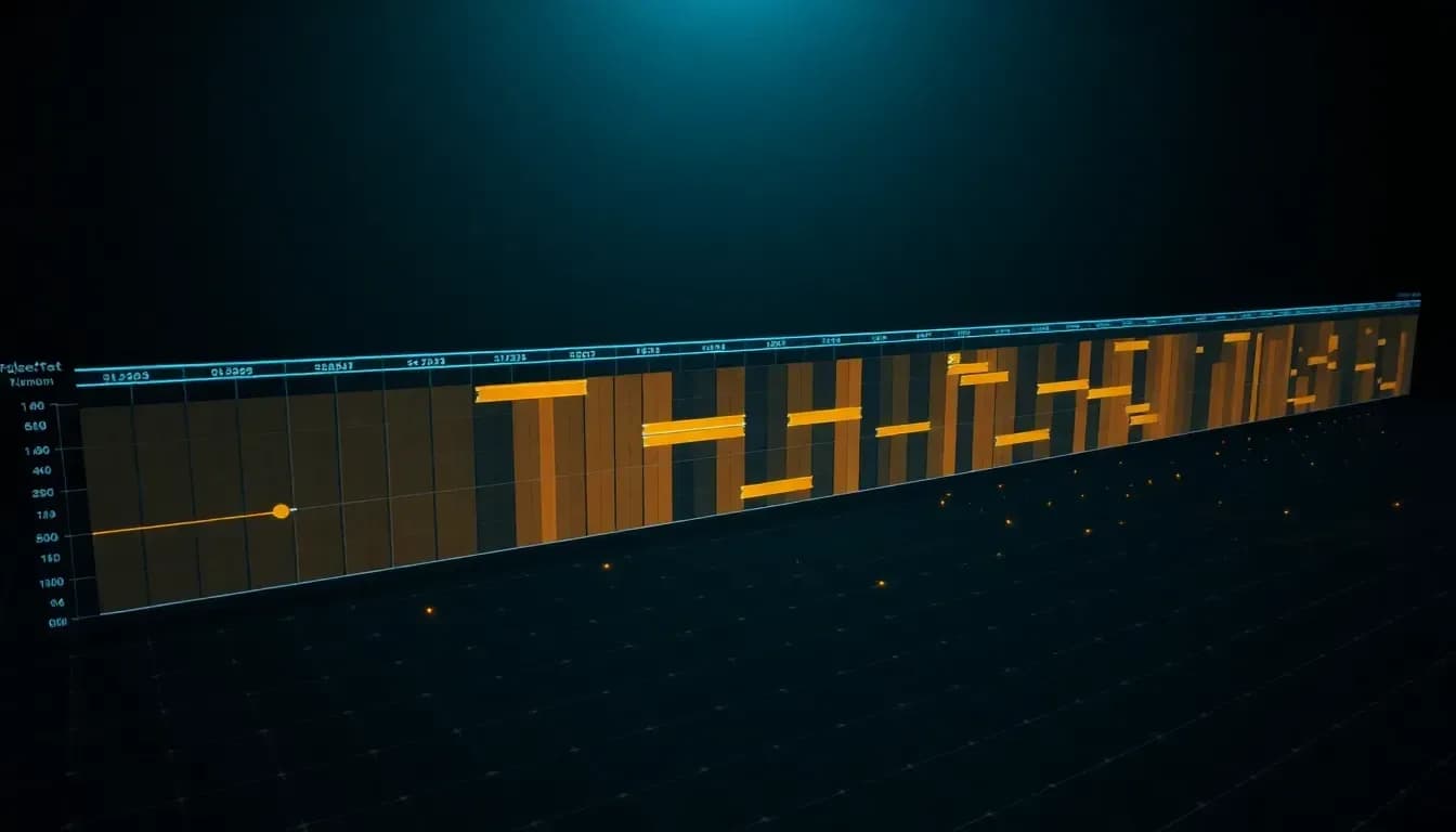 Clockwork Engine programme chart — amber Gantt bars on dark background showing a construction sequence with activity durations and dependencies